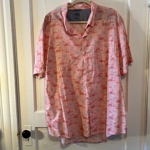 Men’s IZOD Saltwater Cotton Shirt  SZ XXL  Pink Flamingos Beach Summer